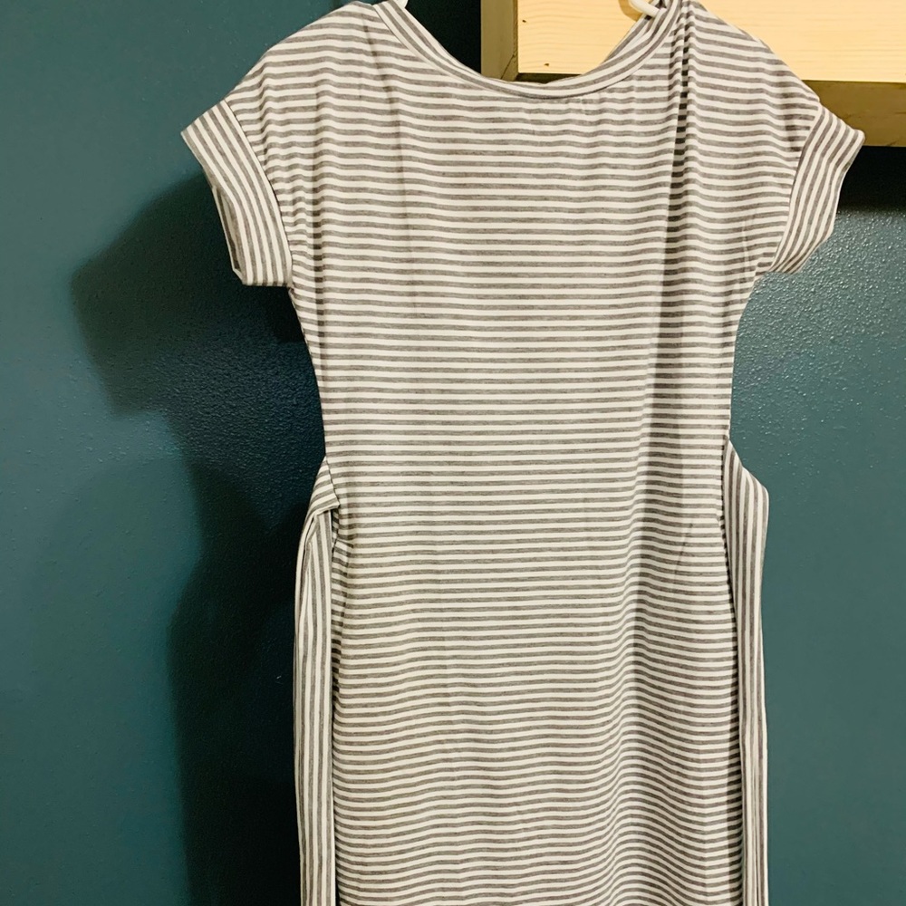 Grey & White Stripe Short Dress Size S